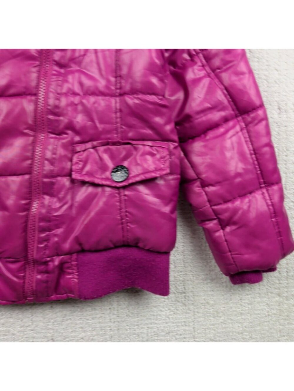 Y2K Rocawear Faux Fur Pink Puffer Jacket Sz *M* McBling Glam Rhinestone Read - Picture 5 of 16